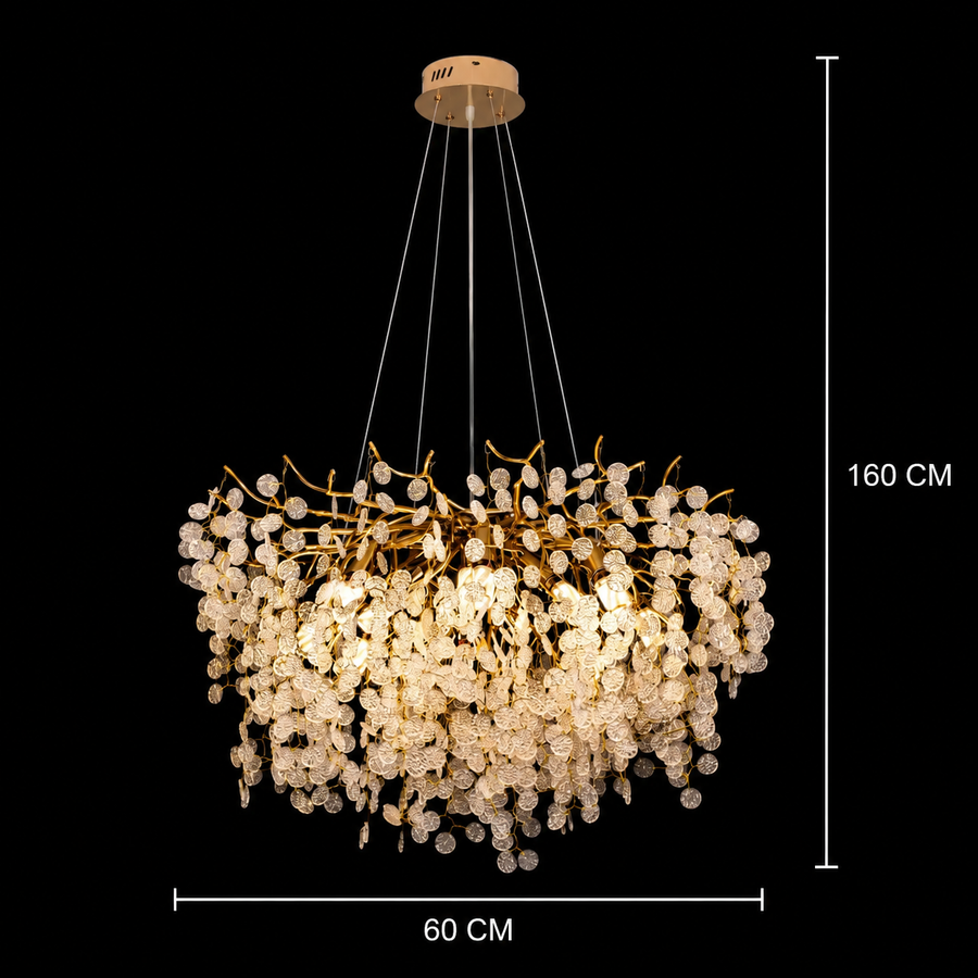 Żyrandol kryształowy WALTZ Serenada, 6xG9, złoty, 60cm, regulowana wysokość