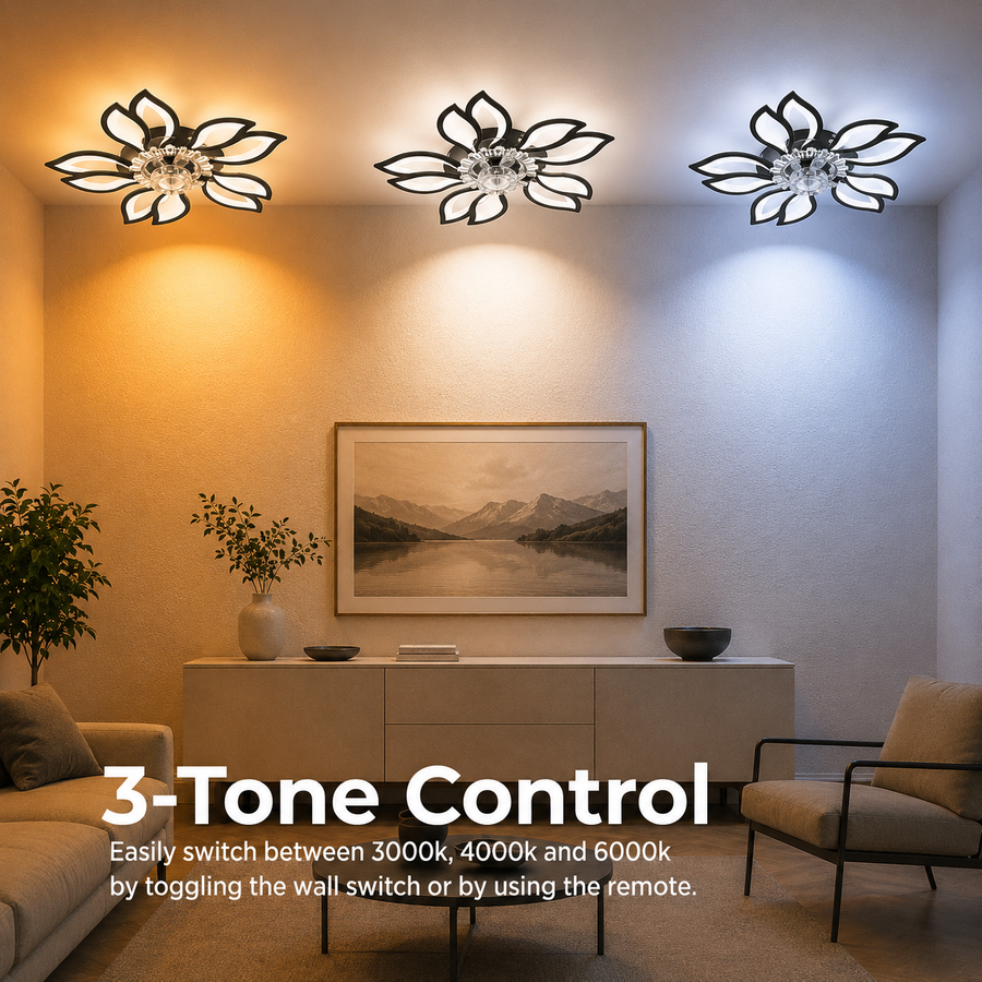 Żyrandol LED ANEMO Fan z pilotem, 30W, G61cm, światło zimne/neutralne/ciepłe, metal i plastik, czarny