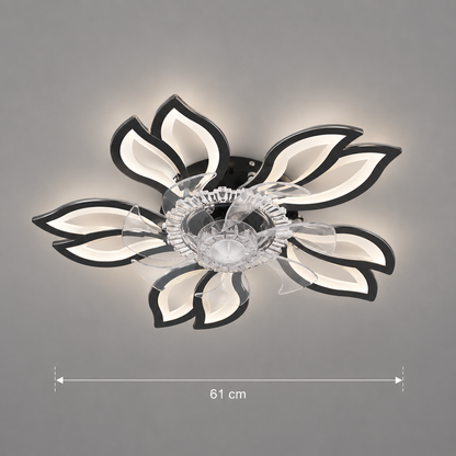 Żyrandol LED ANEMO Fan z pilotem, 30W, G61cm, światło zimne/neutralne/ciepłe, metal i plastik, czarny