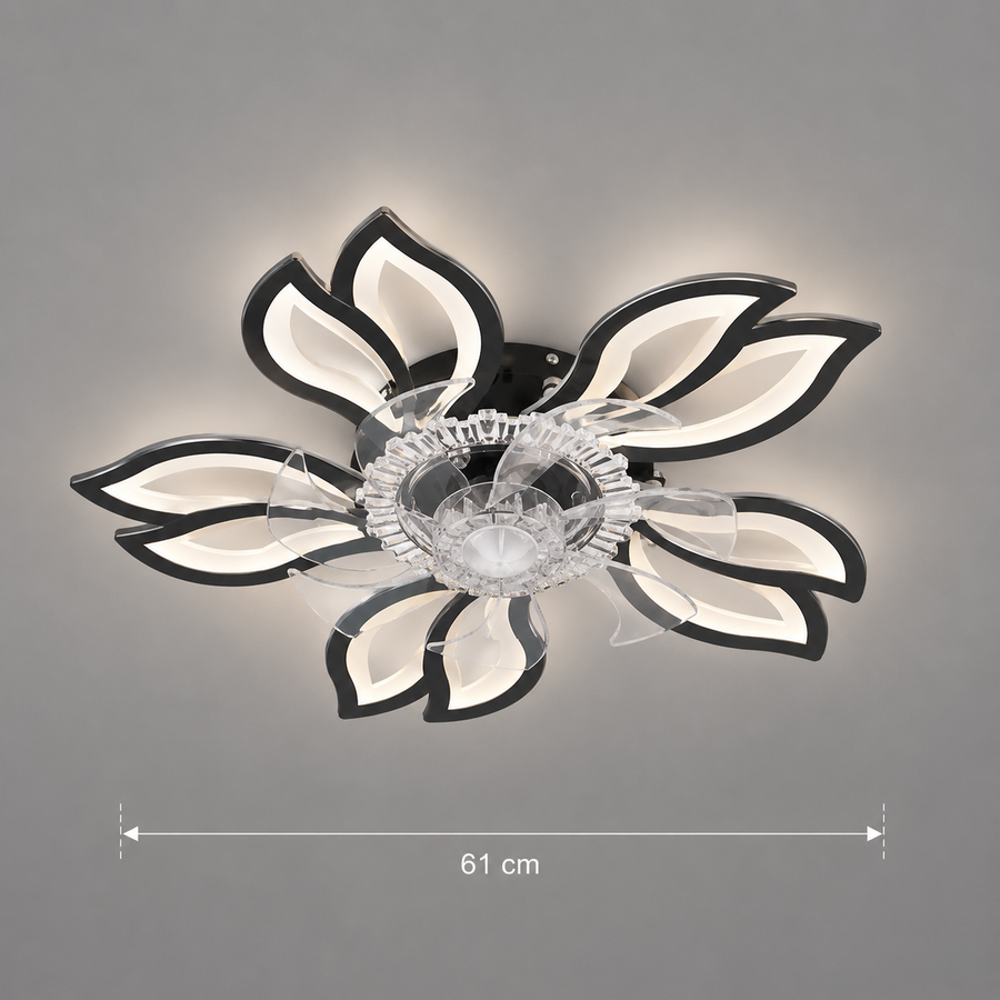 Żyrandol LED ANEMO Fan z pilotem, 30W, G61cm, światło zimne/neutralne/ciepłe, metal i plastik, czarny