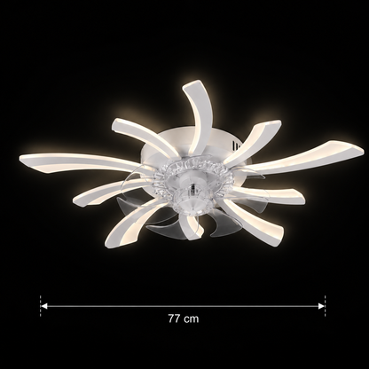 Żyrandol LED VIRTULA Fan z pilotem, 29W, śr. 77cm, światło zimne/neutralne/ciepłe, metal i plastik, biały