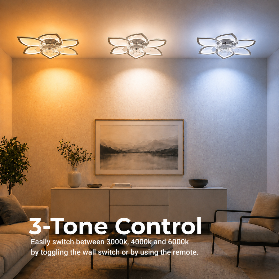 Żyrandol LED DAFIA Fan z pilotem, 49W, G85cm, światło zimne/neutralne/ciepłe, metal i plastik, biały