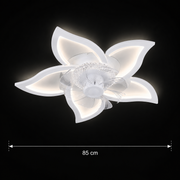 Żyrandol LED DAFIA Fan z pilotem, 49W, G85cm, światło zimne/neutralne/ciepłe, metal i plastik, biały