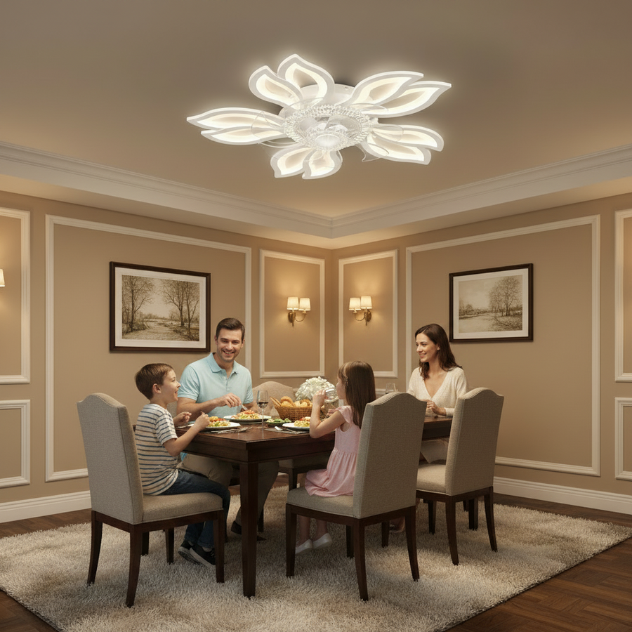 Żyrandol LED ANEMO Fan z pilotem, 30W, G61cm, światło zimne/neutralne/ciepłe, metal i plastik, biały