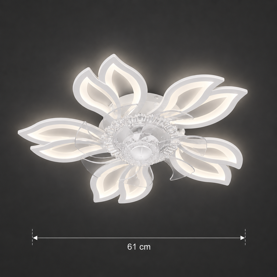 Żyrandol LED ANEMO Fan z pilotem, 30W, G61cm, światło zimne/neutralne/ciepłe, metal i plastik, biały