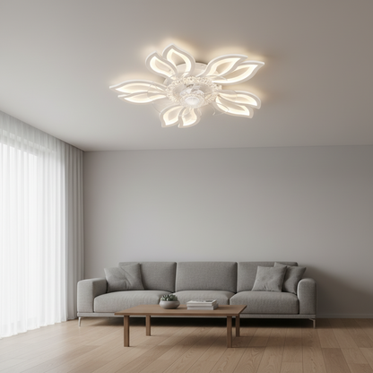 Żyrandol LED ANEMO Fan z pilotem, 30W, G61cm, światło zimne/neutralne/ciepłe, metal i plastik, biały