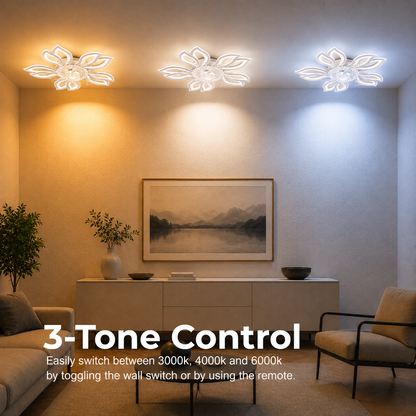 Żyrandol LED ANEMO Fan z pilotem, 30W, G61cm, światło zimne/neutralne/ciepłe, metal i plastik, biały