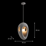 Nowoczesny żyrandol EON Elegance, 49 cm, zwieszany, 1 X E27, szary, metal i pianka, regulowana wysokość