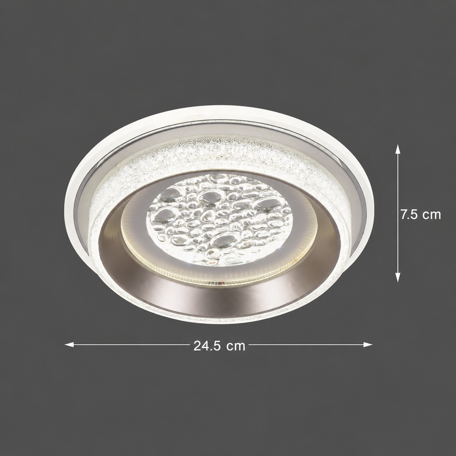 Żyrandol LED KALESO Petito, 37 W, średnica 24,5 cm, światło ciepłe/neutralne/zimne, biały, metal i kryształ