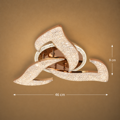 Żyrandol LED HALESA Elegance z pilotem i kryształem, 44W, 3 źródła, światło zimne/ciepłe/neutralne, możliwość przyciemniania, złoty