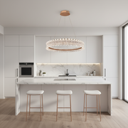 Lustra LED Cristal cu telecomanda, 49W, Lumina Calda/Neutra/Rece, Φ40 cm, Inaltime Reglabila, Metal si Cristal, Auriu