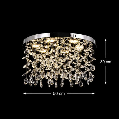 Kryształowy żyrandol LED LLC210/550CH okrągły, 30W, światło zimne/ciepłe/neutralne, kryształ, błyszczący chrom