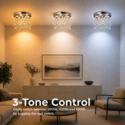 Kryształowy żyrandol LED LLC210/550CH okrągły, 30W, światło zimne/ciepłe/neutralne, kryształ, błyszczący chrom