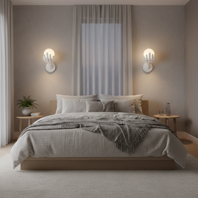 Aplica LED Decorativa MANO, 15x30cm, 1xE27, Sticla si Resina, Alb
