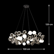 Żyrandol wiszący MUSSEL Supremo, śr.100cm, 20x G9, błyszczący chrom, metal i szkło