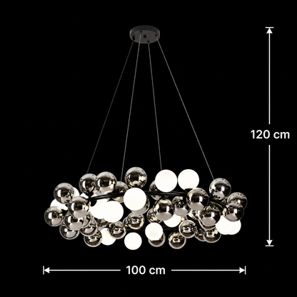 Żyrandol wiszący MUSSEL Supremo, śr.100cm, 20x G9, błyszczący chrom, metal i szkło