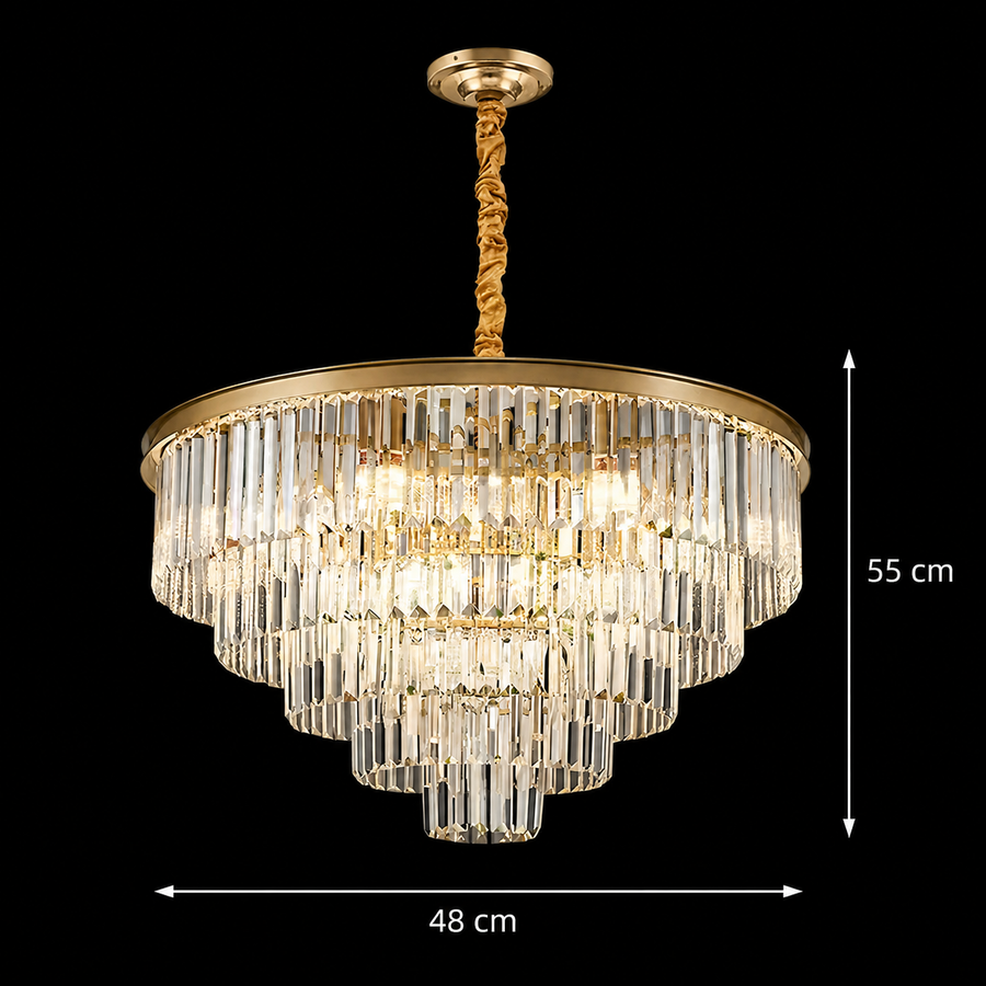 Żyrandol Kryształowy CHAMBORD Eleganza 8xE14, Średnica 48cm, Żyrandole Kryształowe Matowe Złoto Domyślny Tytuł Alessandro Design