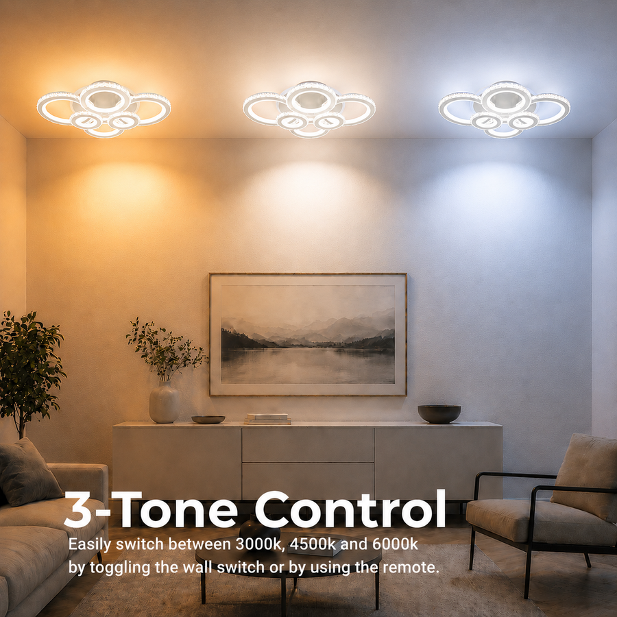 Żyrandol LED RONDA Magno z pilotem 78W, 4 koła, światło zimne/ciepłe/neutralne, możliwość przyciemniania, białe żyrandole LED z pilotem Domyślny tytuł Alessandro Design