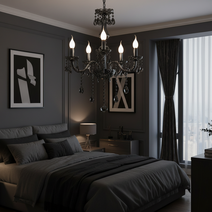 Żyrandol kryształowy ALNWICK Eleganza, 5xE14, średnica 48cm, czarny, regulowana wysokość Żyrandole klasyczne Domyślny tytuł Alessandro Design