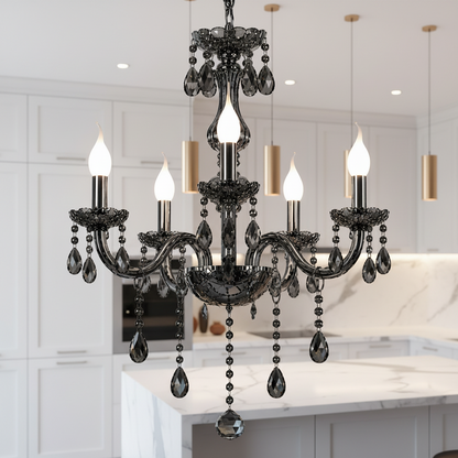 Żyrandol kryształowy ALNWICK Eleganza, 5xE14, średnica 48cm, czarny, regulowana wysokość Żyrandole klasyczne Domyślny tytuł Alessandro Design