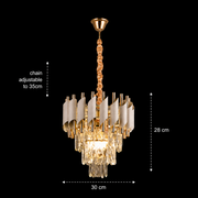 Żyrandol kryształowy VERSAILLES Petito 3xE14, średnica 30cm, błyszczące złoto i biel, regulowana wysokość, metalowe i kryształowe żyrandole kryształowe Domyślny tytuł Alessandro Design