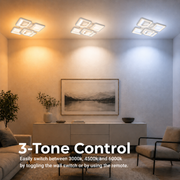 Żyrandol LED z pilotem ZOE 70W, 5 kwadratów, światło zimne/ciepłe/neutralne, możliwość przyciemniania, biały Żyrandol LED z pilotem Domyślny tytuł Alessandro Design