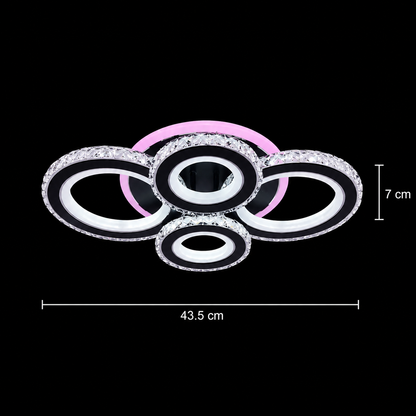 Żyrandol LED z pilotem i kryształem NOVA ROTONDA RGB 82W, 4 koła, światło zimne/ciepłe/neutralne, możliwość przyciemniania, czarne Żyrandole LED z pilotem Domyślny tytuł Alessandro Design