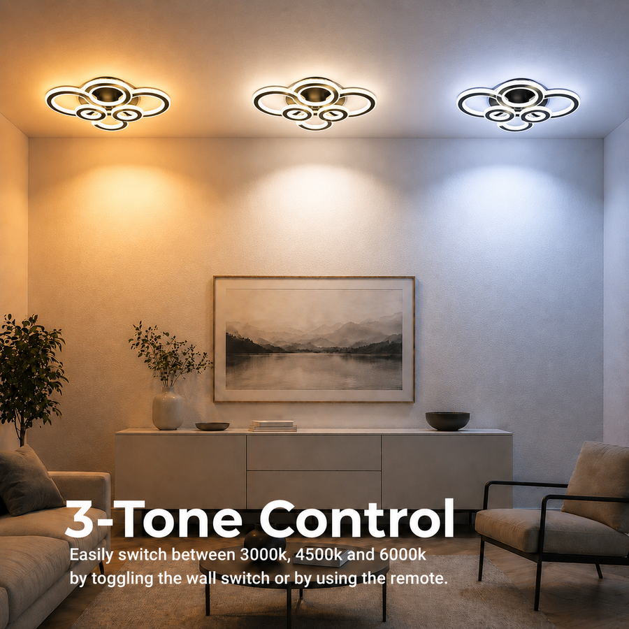 Żyrandol LED z pilotem BETTY 127W, 8 kółek, światło zimne/ciepłe/neutralne, możliwość przyciemniania, czarne żyrandole LED z pilotem Domyślny tytuł Alessandro Design