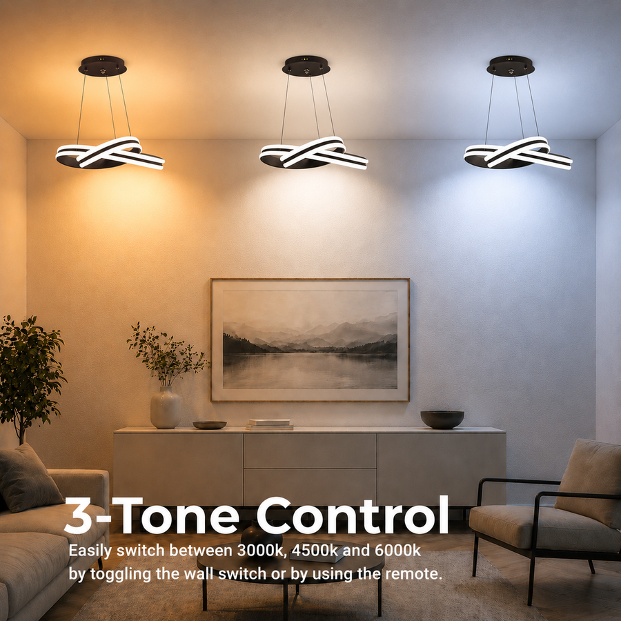 Zawieszany żyrandol LED z pilotem INFINITY LOOP 61W, światło zimne/ciepłe/neutralne, możliwość przyciemniania, czarny, żyrandole LED z regulacją wysokości z pilotem Domyślny tytuł Alessandro Design