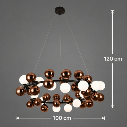 Żyrandol wiszący BARRO Supremo, śr.100cm, 14x G9, różowe złoto, metal i szkło