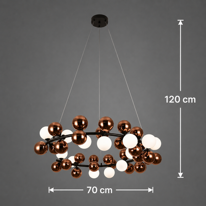Żyrandol wiszący BARRO Regalis, śr.70cm, 10x G9, różowe złoto, metal i szkło