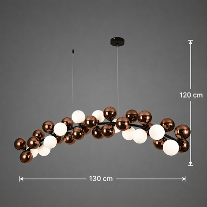 Żyrandol wiszący BARRO Grande, dł. 130 cm, 11x G9, różowe złoto, metal i szkło
