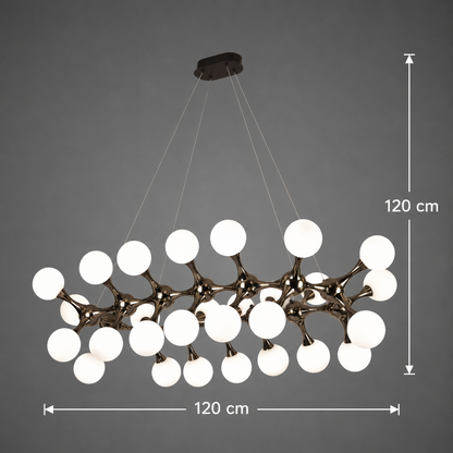 Żyrandol wiszący ELEKTRA Grande, Ø120cm, 20xG9, Złoto, Metal i Szkło