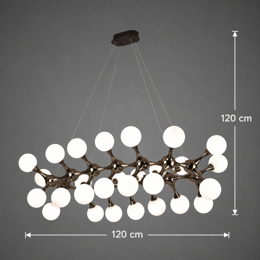 Żyrandol wiszący ELEKTRA Grande, Ø120cm, 20xG9, Złoto, Metal i Szkło