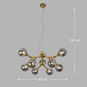 Zawieszany żyrandol ELEKTRA Altiera, Ø65cm, 9xG9, złoto, metal i szkło