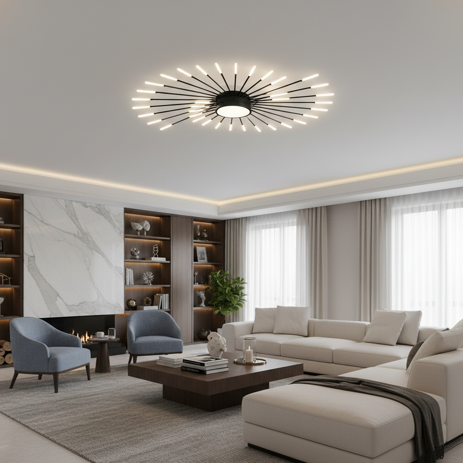Żyrandol LED KALESA Grande Supremo, Ø130cm, światło neutralne 4000K, 42W, biały, metal i akryl