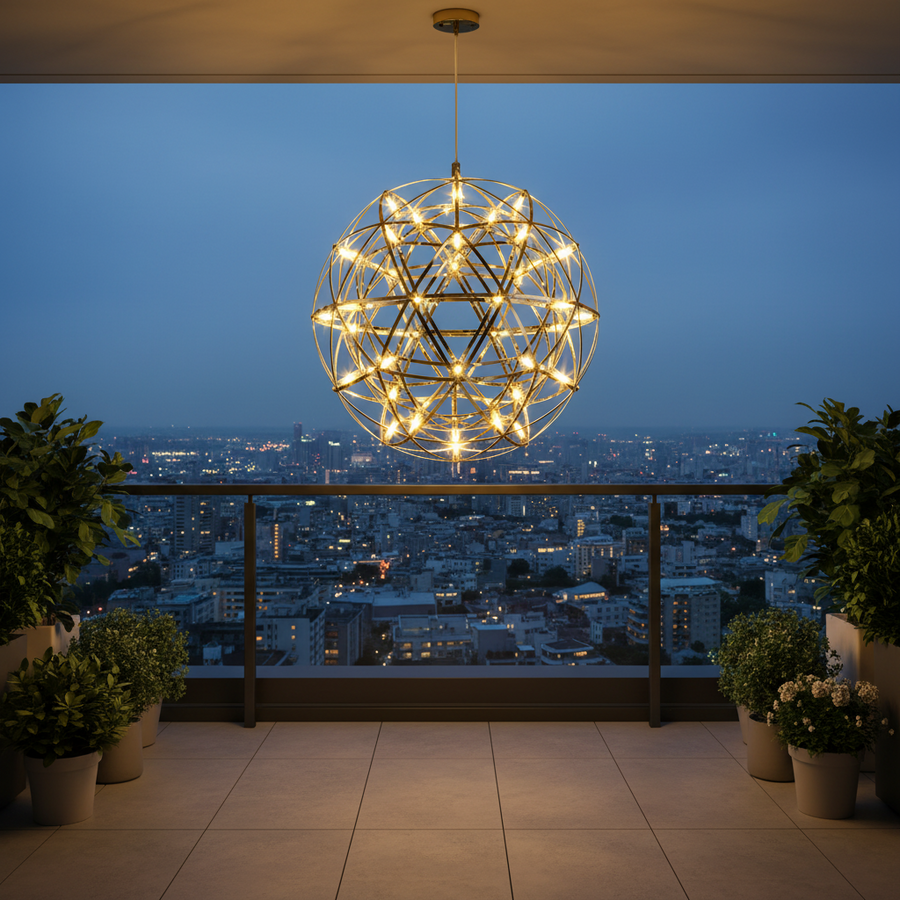Żyrandol kryształowy LED KILKENNY Culmino, 144 W, światło neutralne, średnica 60 cm, kolor złoty