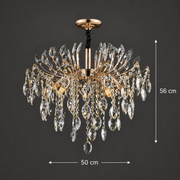 Żyrandol Kryształowy PALERMO Elegance 5xE14, średnica 50cm, Złoty