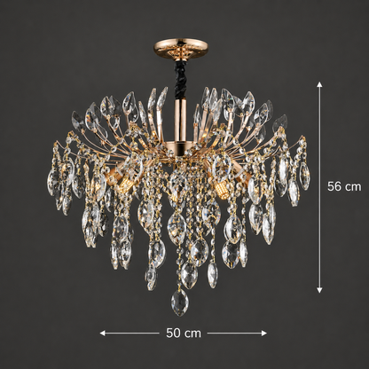 Żyrandol Kryształowy PALERMO Elegance 5xE14, średnica 50cm, Złoty