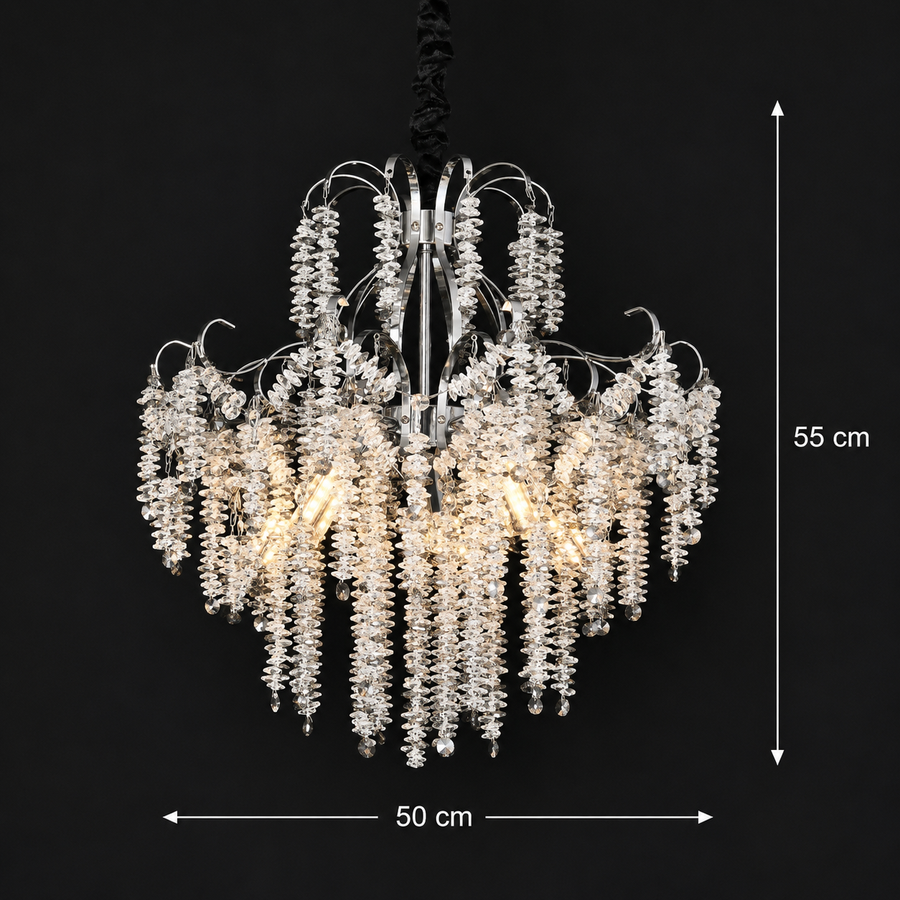 Żyrandol kryształowy PUBU Elegance, 5x E14, średnica 50cm, chrom