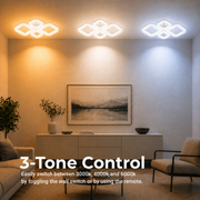 Żyrandol LED MOND Elegance z pilotem i kryształem, 72W, 4 kwadraty, światło zimne/ciepłe/neutralne, możliwość przyciemniania, biały