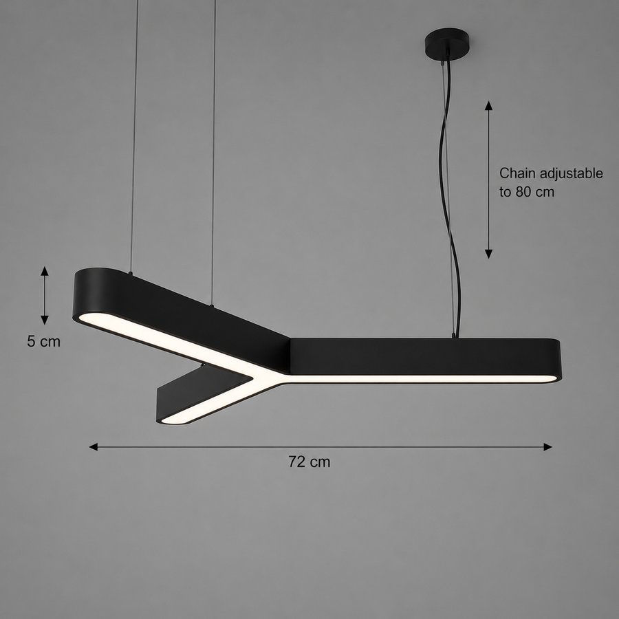 Żyrandol LED podwieszany ANGLE, Ø72cm, 25W, regulowana wysokość, światło zimne 6000K, czarny, metal i akryl