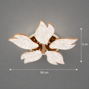 Żyrandol LED BLUME Magno z pilotem i kryształem, 79W, 5 źródeł, światło zimne/ciepłe/neutralne, możliwość przyciemniania, złoty