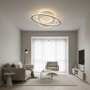 LED żyrandol z pilotem 125 W, owalnym, zimnym/gorącym/neutralnym światłem, niestabilnym, czarnym