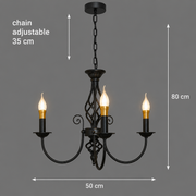 Żyrandol ANJOUX Elegance, 3xE14, średnica 50cm, czarny, regulowana wysokość, metal