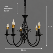 Żyrandol ANJOUX Magno, 5xE14, średnica 55cm, czarny, regulowana wysokość, metal