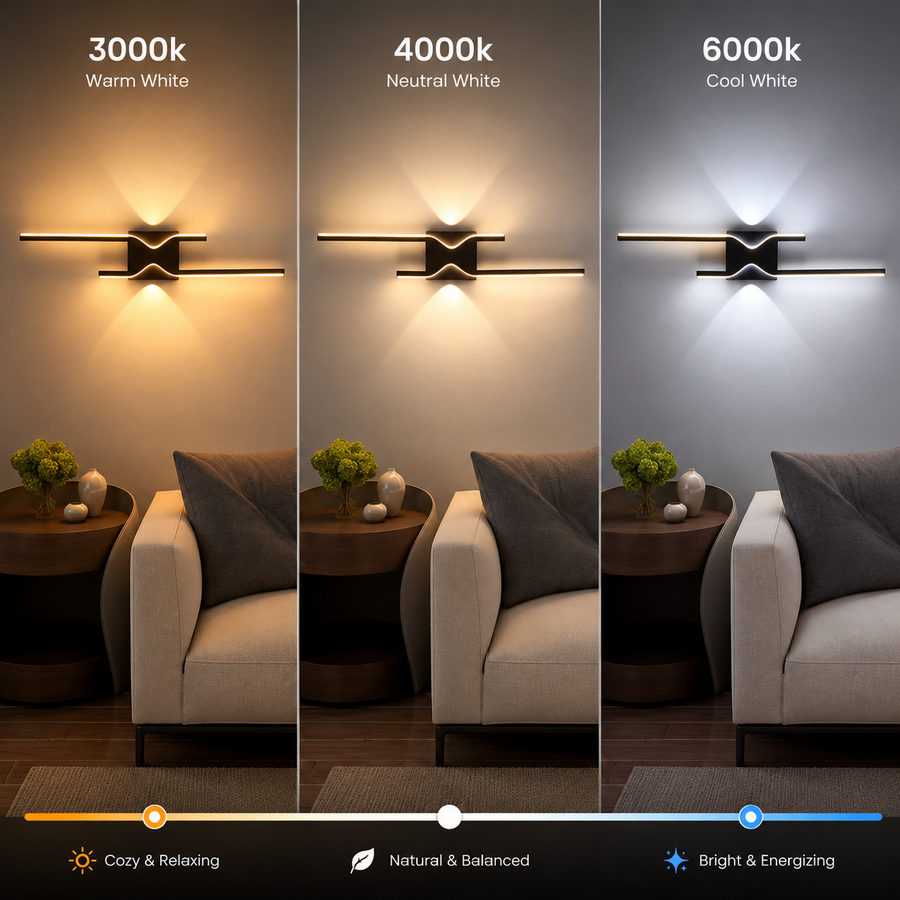 FENG Dekoracyjny kinkiet LED, 19 W, 60 cm, ciepłe / neutralne / chłodne światło, czarny, metal i akryl