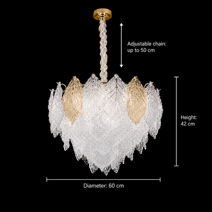 Candelabru Cristal LACE Eleganza 9xE14, Diametru 50cm, Inaltime 36cm, Auriu Lucios, Inaltime Reglabila, Design Elegant Candelabre Cristal Default Title Alessandro Design