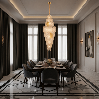 Candelabru Cristal LACE Supremo 26xE14, Diametru 60cm, Inaltime 180cm, Auriu Lucios, Inaltime Reglabila, Design Elegant Candelabre Cristal Default Title Alessandro Design