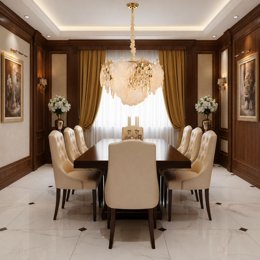 Candelabru Cristal LUXE Eleganza 9xE14, Diametru 50cm, Inaltime 33cm, Auriu Lucios, Inaltime Reglabila, Design Elegant Candelabre Cristal Default Title Alessandro Design